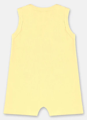 Up Baby - Macaquinho Bebê Menina em Suedine Amarelo - UP BABY