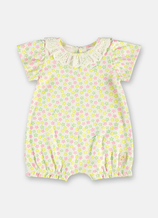 Up Baby - Macaquinho Bebê Menina em Suedine Branco 2