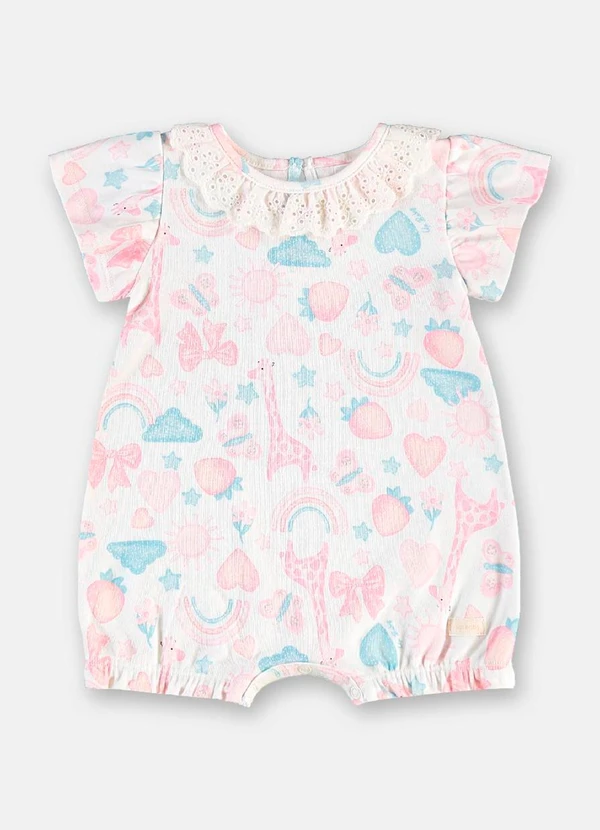 Up Baby - Macaquinho Bebê Menina em Suedine Branco 2