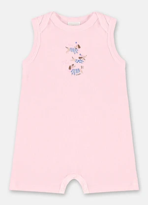 Macaquinho Bebê Menina em Suedine Up Baby Rosa - UP BABY