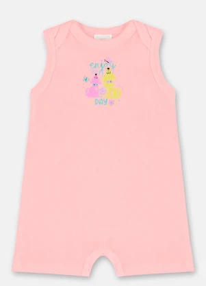 Up Baby - Macaquinho Bebê Menina em Suedine Rosa - UP BABY