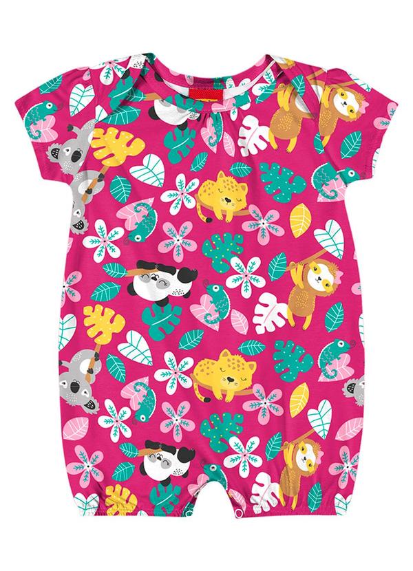Kyly - Macaquinho Bebê Menina Estampado Rosa