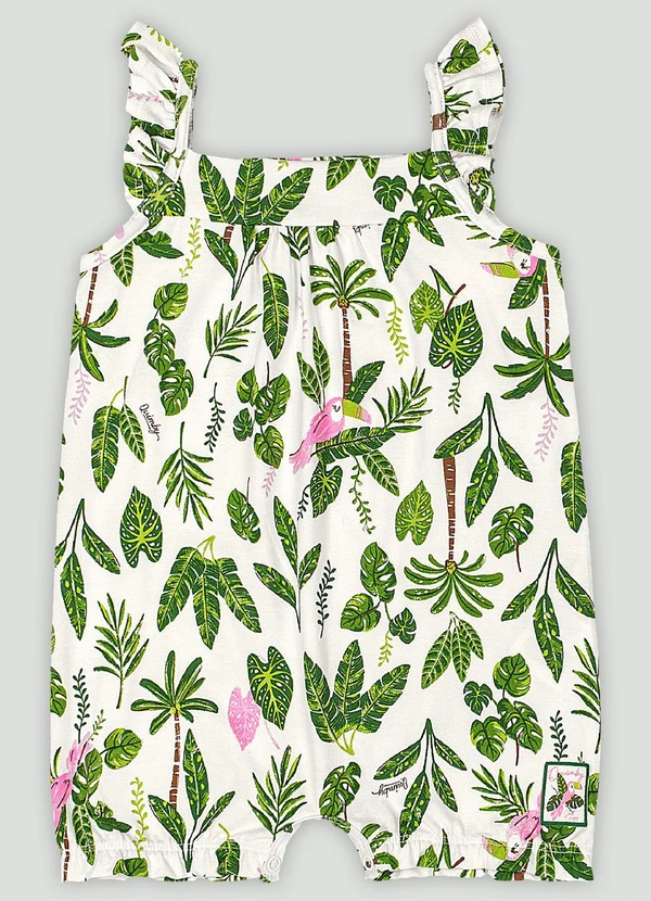 Quimby - Macaquinho Bebê Menina Floral Quimby Branco