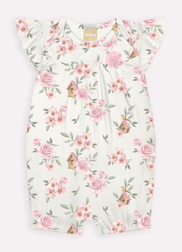 Milon - Macaquinho Bebê Menina Flores Off White 2