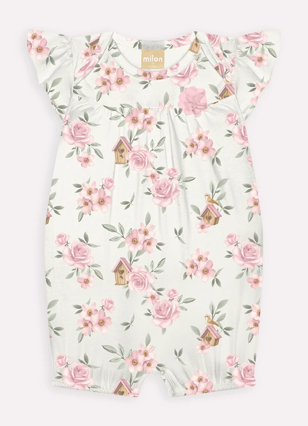 Milon - Macaquinho Bebê Menina Flores Off White 2