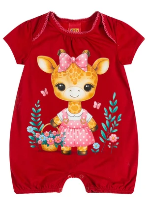 Kyly - Macaquinho Bebê Menina Girafinha Vermelho - KYLY