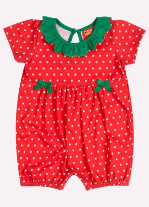 Kyly - Macaquinho Bebê Menina Moranguinho Vermelho - KYLY
