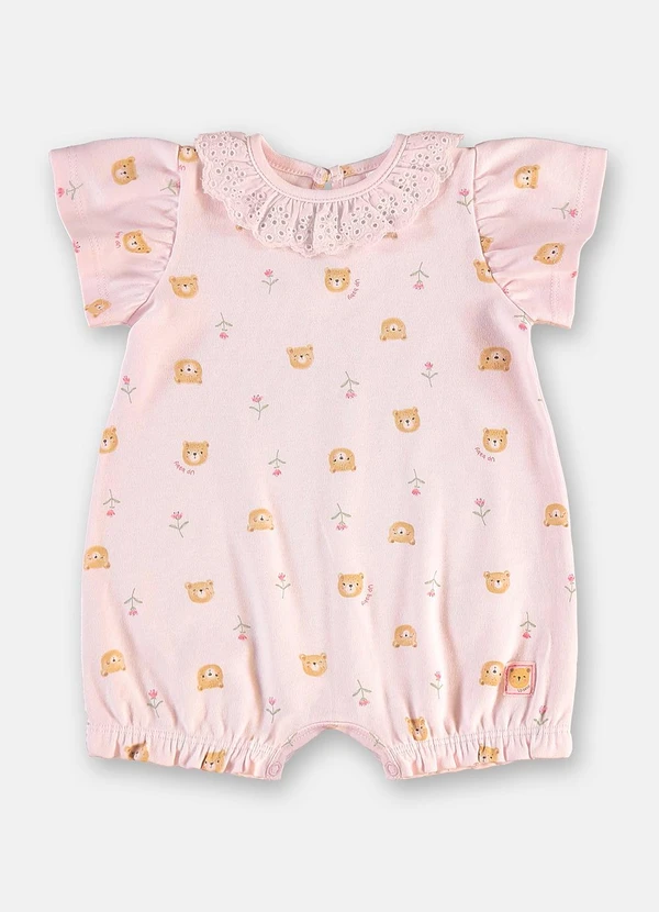Up Baby - Macaquinho Bebê Menina Suedine Comfy Rosa 2
