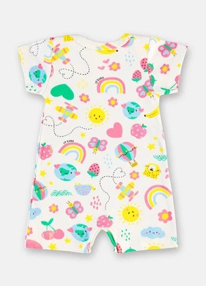 Up Baby - Macaquinho Bebê Menina Suedine Estampado - UP BABY