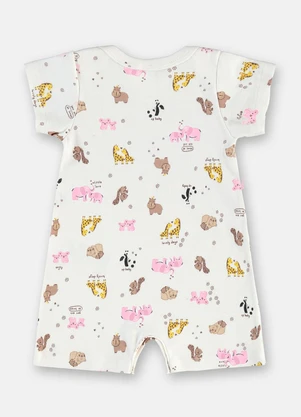 Up Baby - Macaquinho Bebê Menina Suedine Estampado - UP BABY
