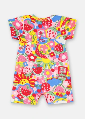Up Baby - Macaquinho Bebê Menina Suedine Estampado - UP BABY