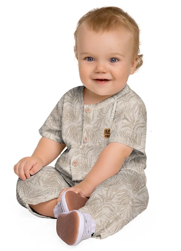 Macaquinho Bebê Menino Estampa Bege Milon