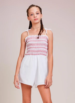 I Am - Macaquinho Bordado com Lastex Off White - I AM