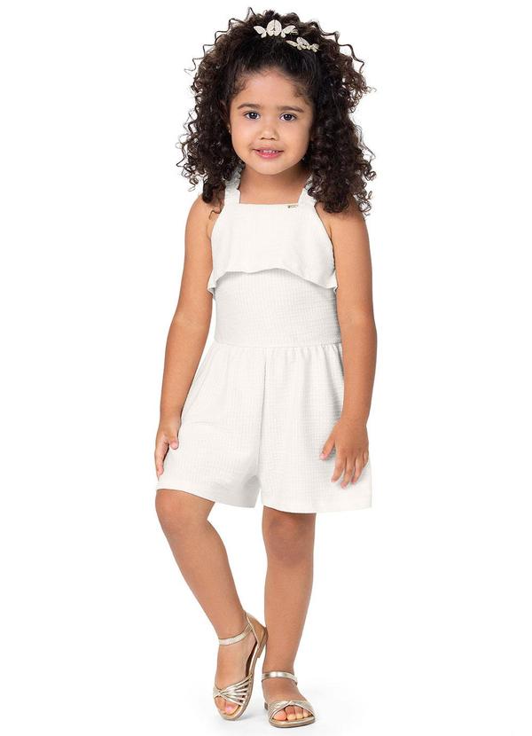 Alenice - Macaquinho com Alças Franzidas Menina Branco