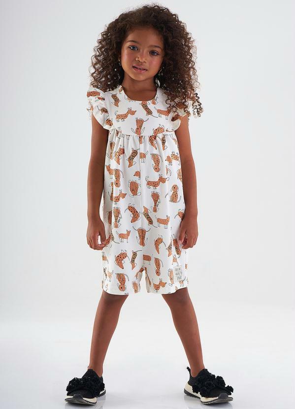 Up Baby - Macaquinho com Babado Infantil Branco