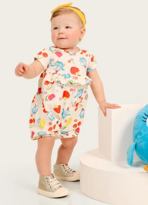 Galinha Pintadinha - Macaquinho com Babado Off White - GALINHA PINTADINHA