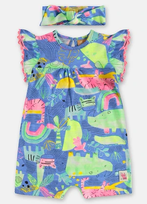 Up Baby - Macaquinho com Faixa Cabelo para Bebê Azul - UP BABY