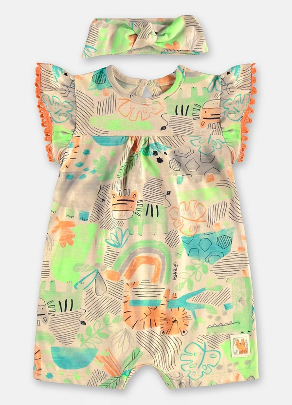 Up Baby - Macaquinho com Faixa Cabelo para Bebê Bege 2