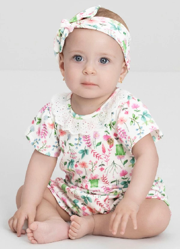 Up Baby - Macaquinho Comfy para Bebê Menina Branco