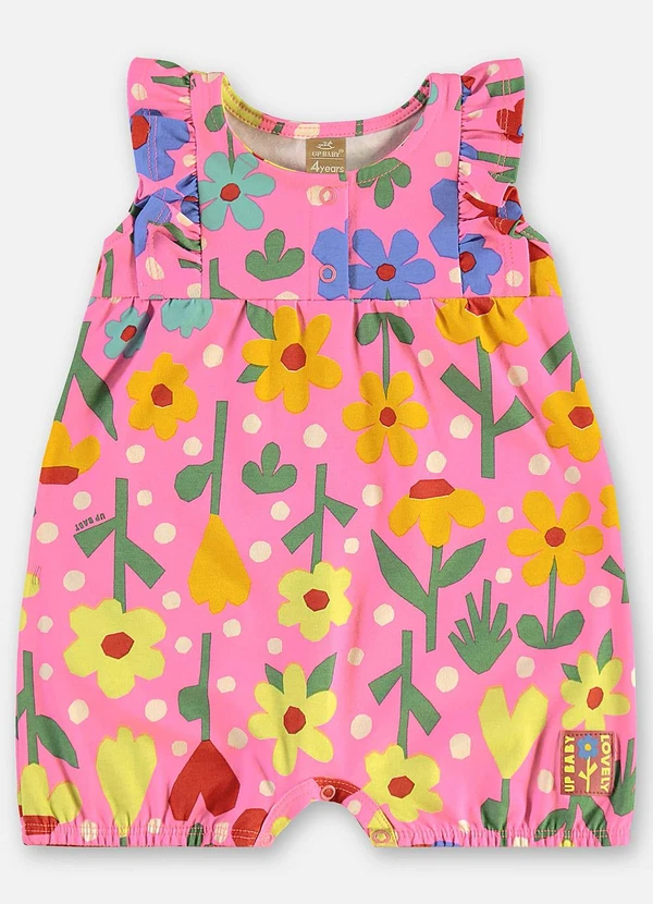 Up Baby - Macaquinho Cotton Bebê Menina Rosa