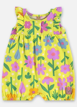 Up Baby - Macaquinho Cotton Bebê Menina Verde - UP BABY