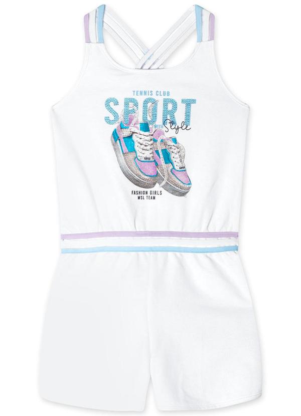 Marisol - Macaquinho Curto Moletom Menina Branco