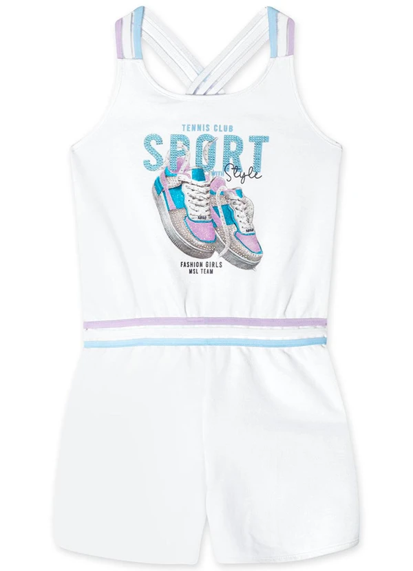 Marisol - Macaquinho Curto Moletom Menina Branco