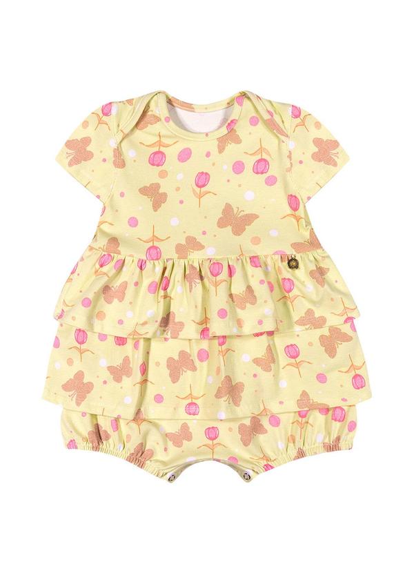 Alenice - Macaquinho de Babados Borboletas Menina Amarelo 2