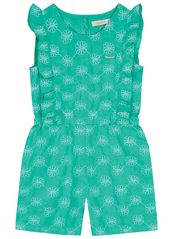 Carinhoso - Macaquinho em Linho Bordado Verde