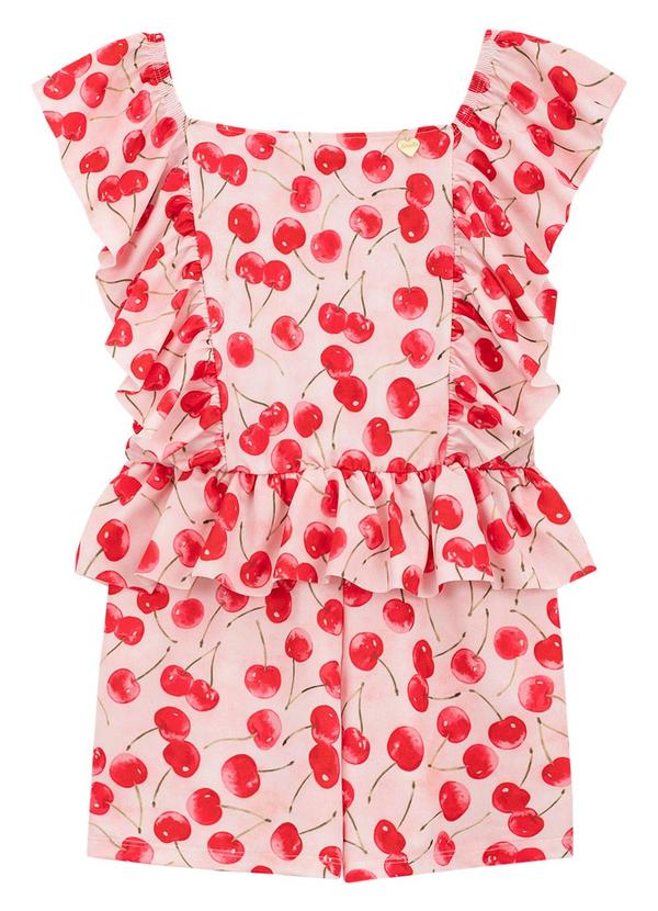 Amada - Macaquinho em Malha Crepe Sublimado Vermelho