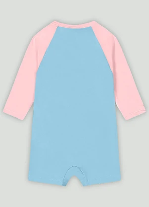 Up Baby - Macaquinho em Malha para Bebê Menina Azul - UP BABY