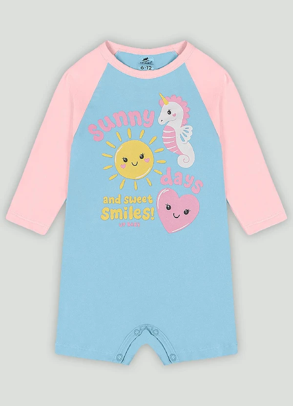 Up Baby - Macaquinho em Malha para Bebê Menina Up Baby Azul
