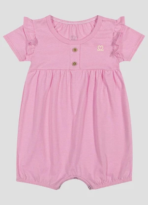 Kely Kety - Macaquinho em Malha Trabalhada Collor Rosa - KELY KETY