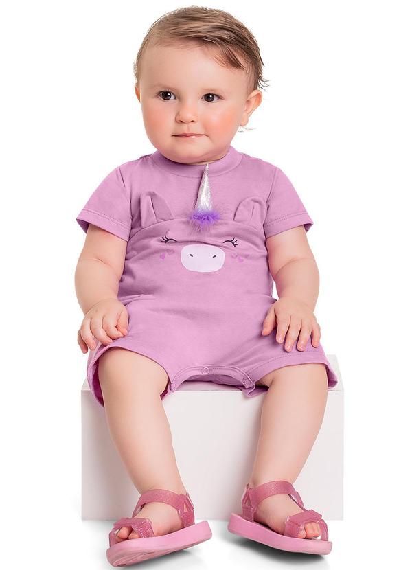 Quimby - Macaquinho em Meia Malha Bebê Menina Roxo