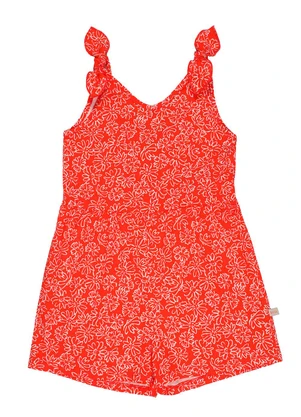 Tink Bink - Macaquinho em Meia Malha Laço Ombro Vermelho - TINK BINK