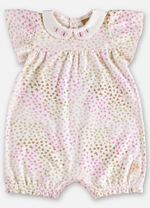 Up Baby - Macaquinho Estampado Bebê Menina Bege - UP BABY