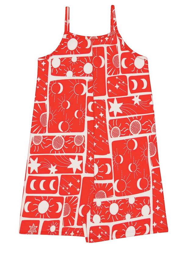 Alakazoo - Macaquinho Estampado Menina Alças Finas Laranja