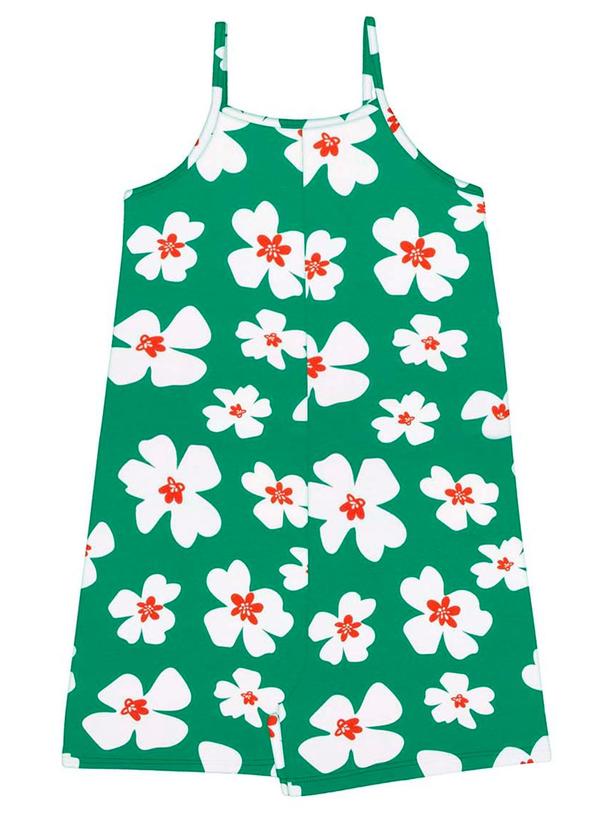 Alakazoo - Macaquinho Estampado Menina Alças Finas Verde