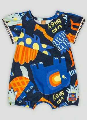 Macaquinho Estampado para Bebê Menina Up Baby Azul - UP BABY