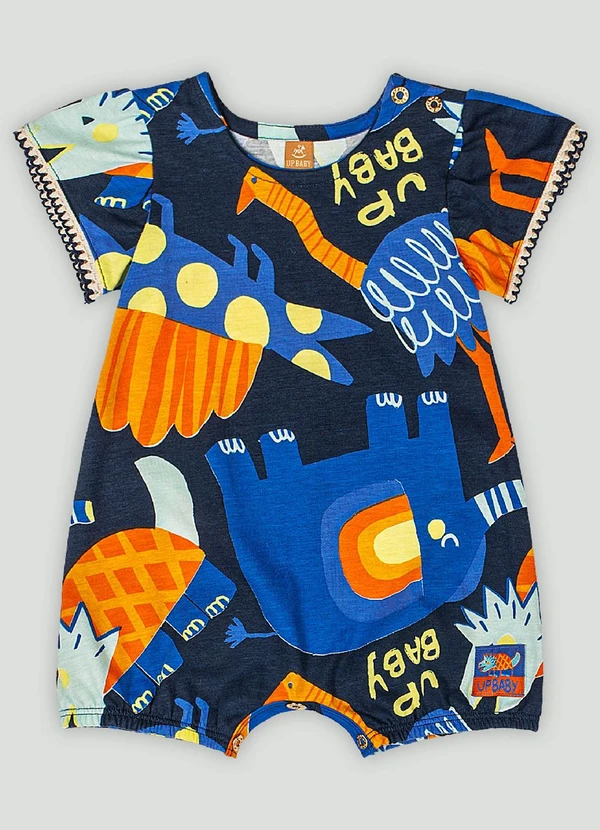 Up Baby - Macaquinho Estampado para Bebê Menina Up Baby Azul