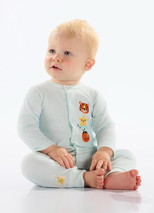 Up Baby - Macaquinho Estampado Unissex Bebê Azul