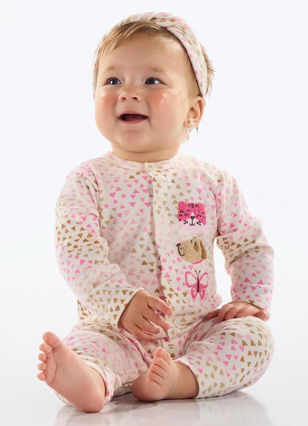 Up Baby - Macaquinho Estampado Unissex Bebê Rosa