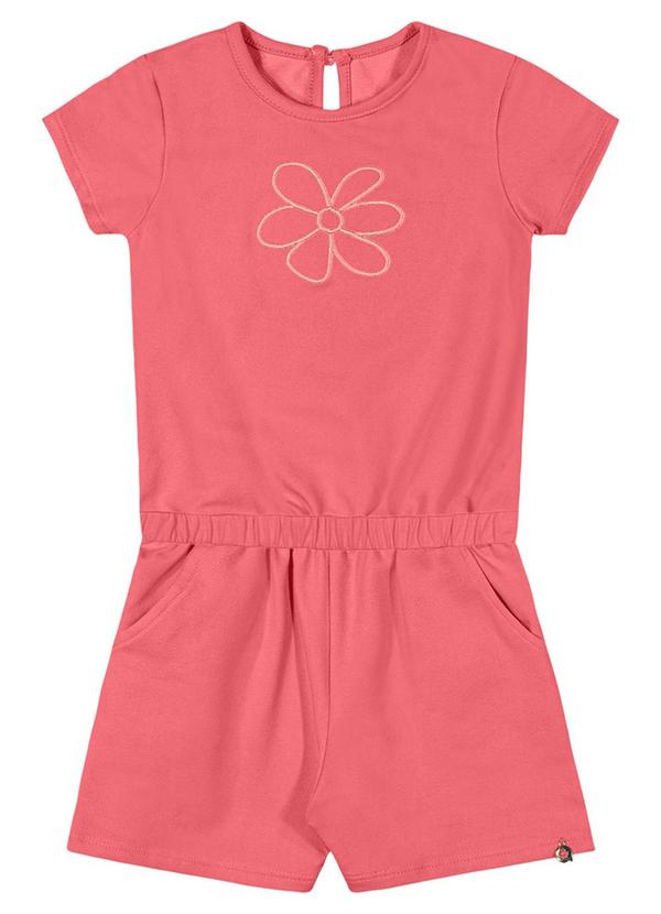 Alenice - Macaquinho Flor Bordada Menina Rosa 2