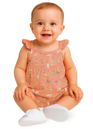 Malwee Kids - Macaquinho Gatinhos em Cotton Laranja Pastel - MALWEE KIDS