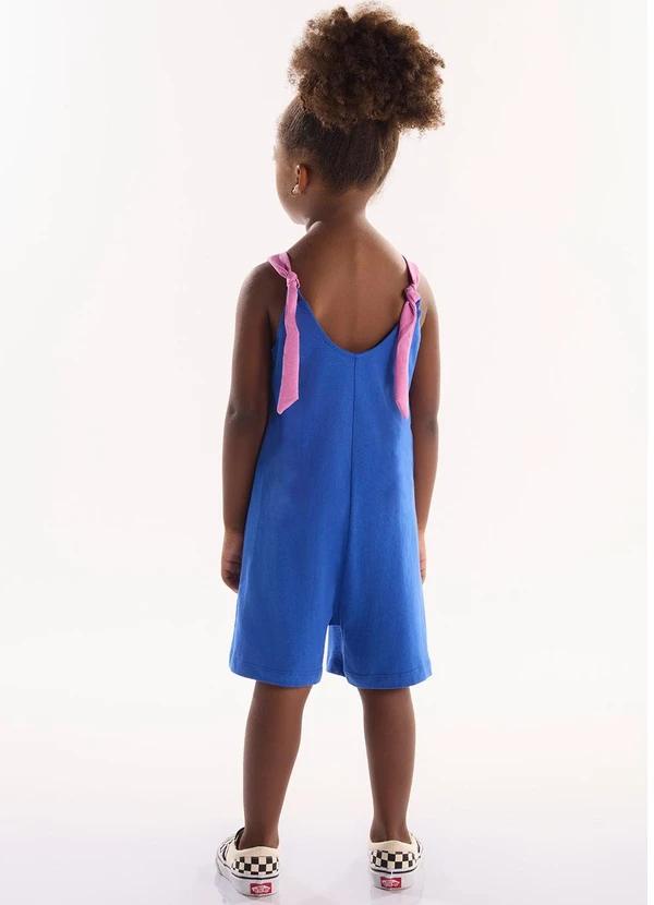 Três e Já - Macaquinho Infantil em Meia Malha Azul 2