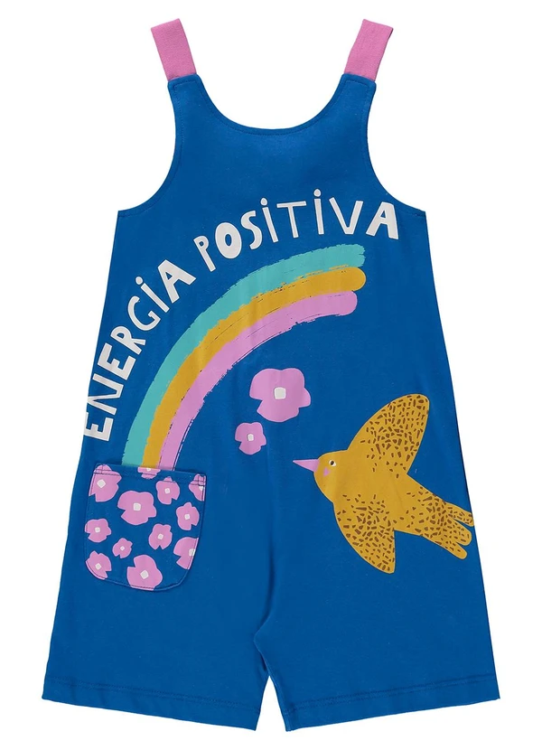 Três e Já - Macaquinho Infantil em Meia Malha Azul 3