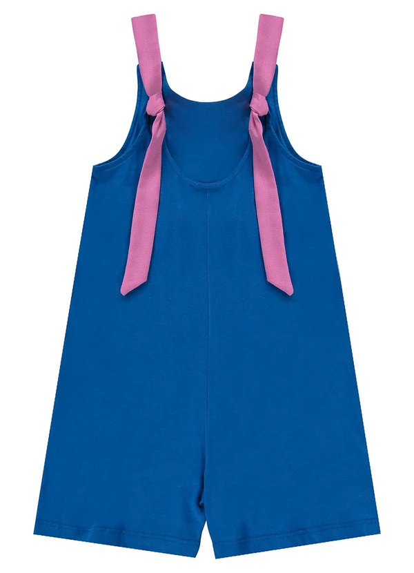 Três e Já - Macaquinho Infantil em Meia Malha Azul 4