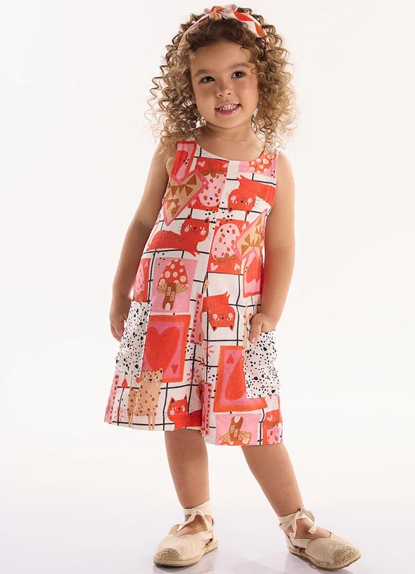 Três e Já - Macaquinho Infantil em Viscolinho Bege