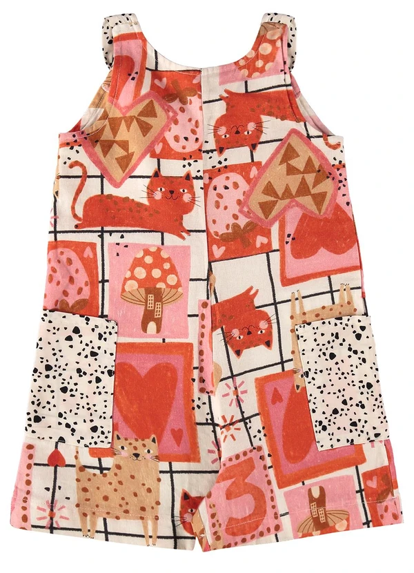 Três e Já - Macaquinho Infantil em Viscolinho Bege 3