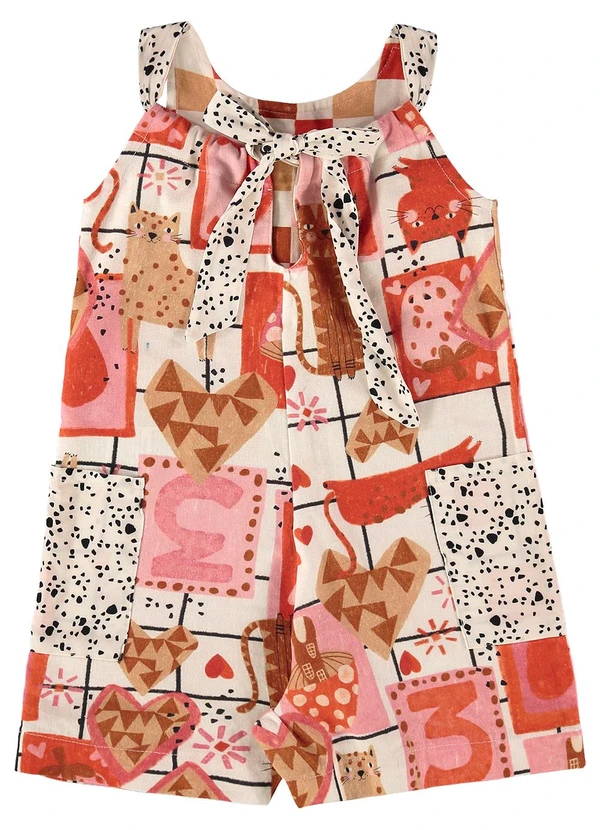 Três e Já - Macaquinho Infantil em Viscolinho Bege 4